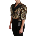 Dolce & Gabbana Gold Leopard Print Short Sleeve Blazer Coats & Jackets Dolce & Gabbana Rosy Brown