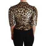 Dolce & Gabbana Gold Leopard Print Short Sleeve Blazer Coats & Jackets Dolce & Gabbana Tan