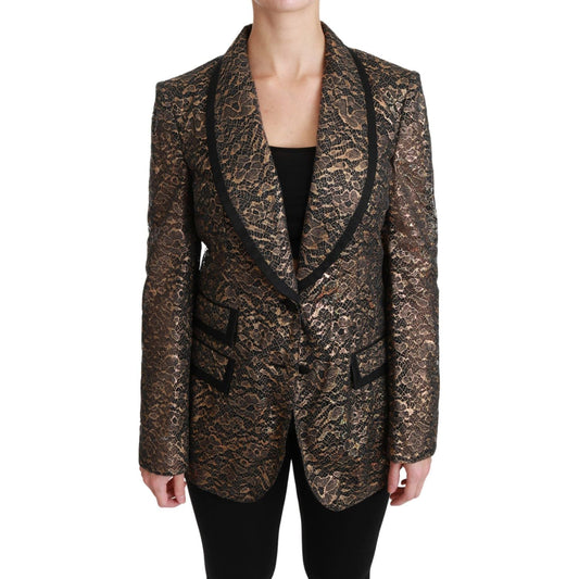 Dolce & Gabbana Gold Black Lace Blazer Coat Floral Jacket Dolce & Gabbana