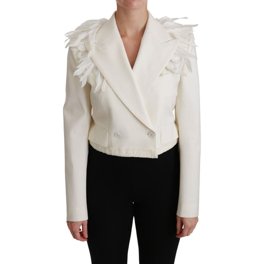 Dolce & Gabbana White Double Breasted Coat Wool Jacket Dolce & Gabbana