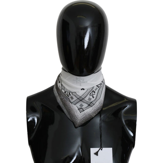 Costume National White Printed Bandana Cotton Scarf Costume National