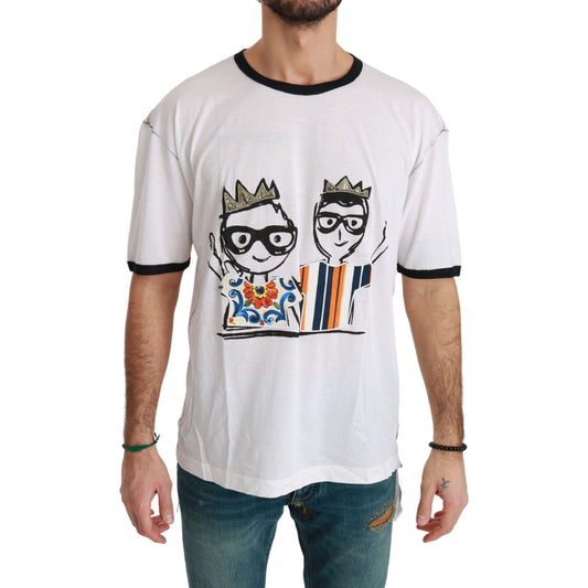 Dolce & Gabbana White Men Print #dgfamily Cotton T-shirt Dolce & Gabbana