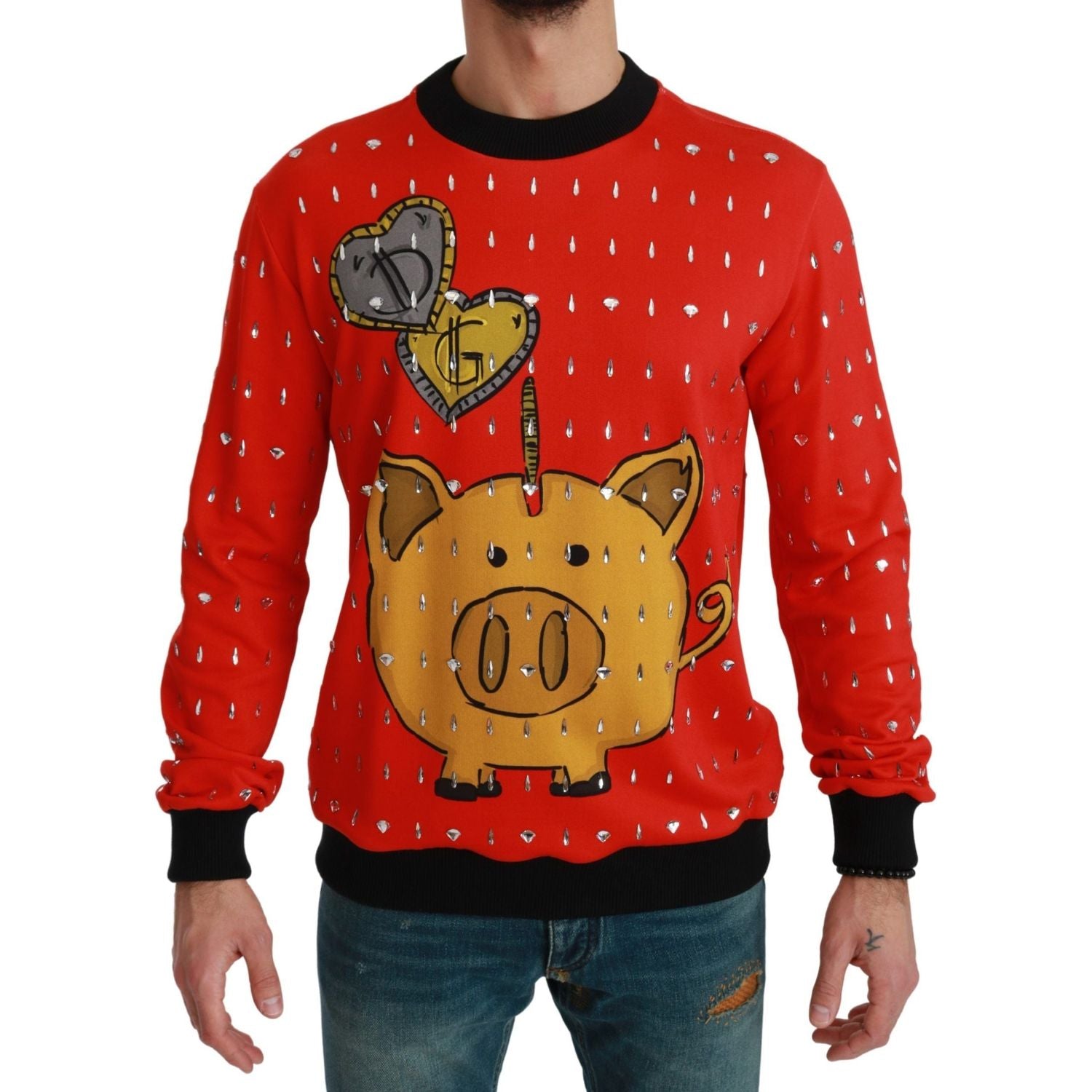 Dolce & Gabbana Red Crystal Pig of the Year Sweater