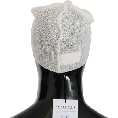 Costume National Beanie White Wool Blend Branded Hat Costume National