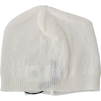 Costume National Beanie White Wool Blend Branded Hat Costume National