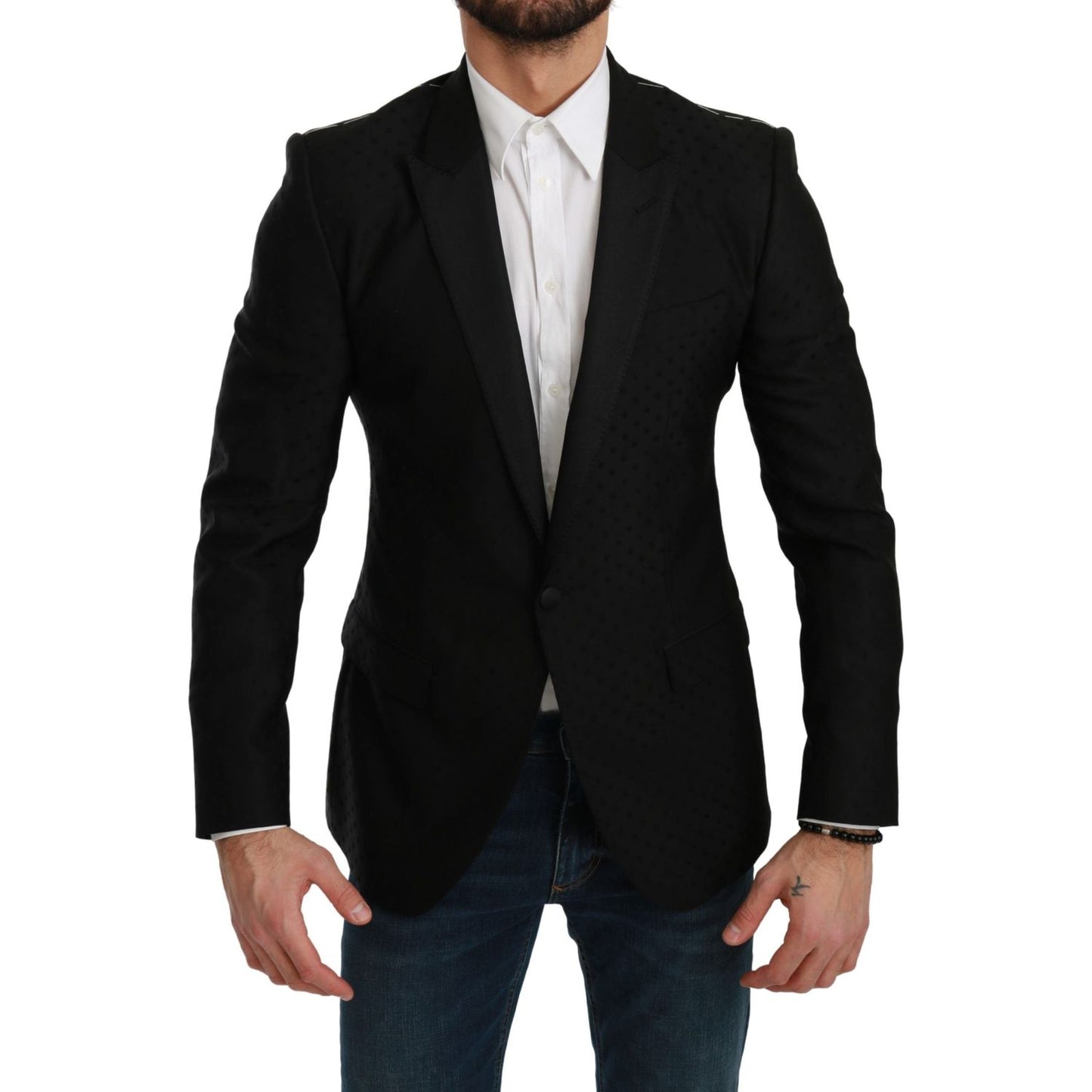 Dolce & Gabbana Black Slim Fit Coat Jacket MARTINI Blazer