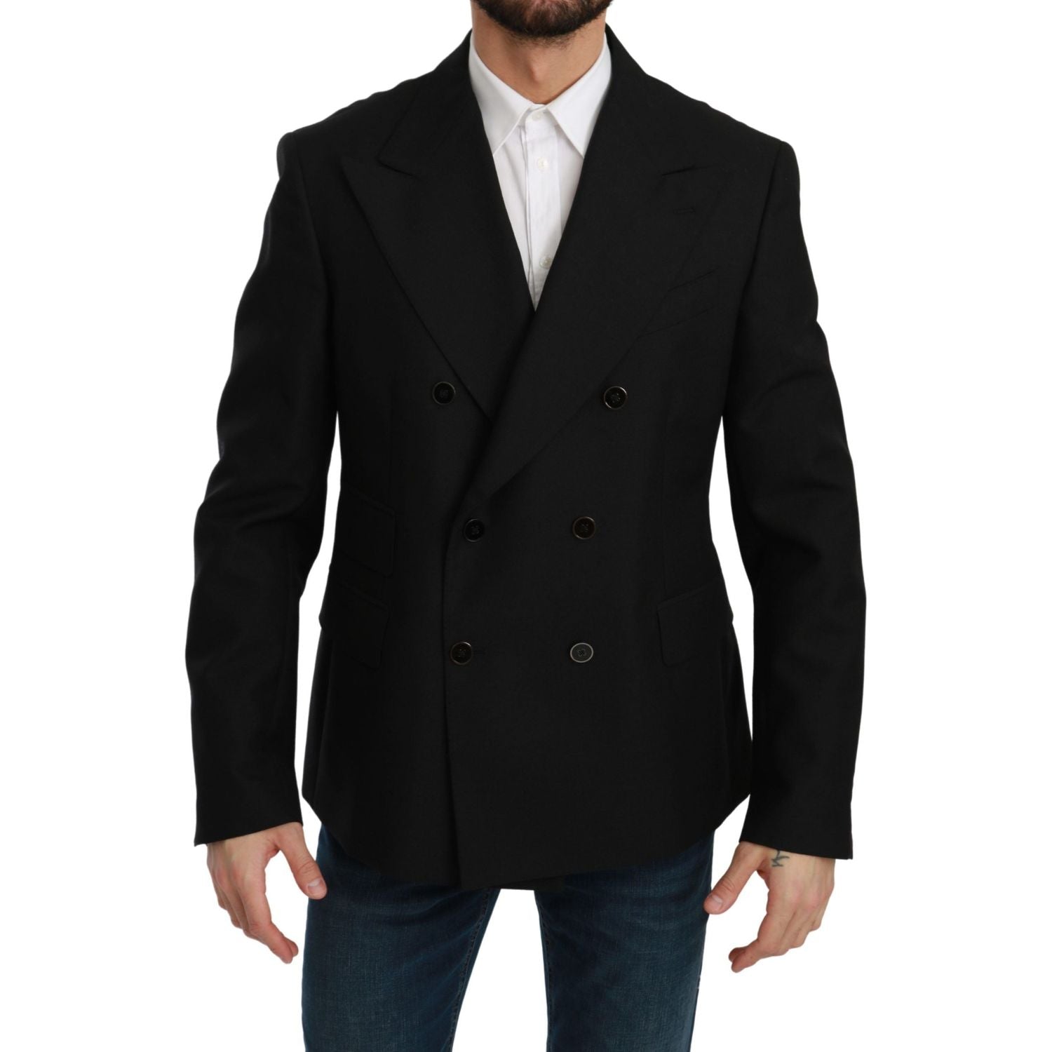 Dolce & Gabbana Black Slim Fit Jacket Coat Wool Blazer