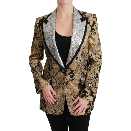 Dolce & Gabbana Black Gold Jacquard Blazer Jacket Dolce & Gabbana