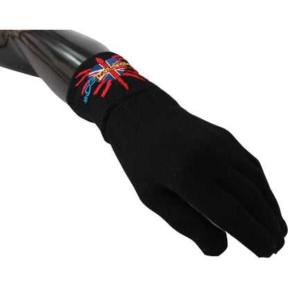 Dolce & Gabbana Black #DGLovesLondon Embroidered Wool Gloves Dolce & Gabbana