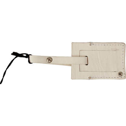 GF Ferre Beige Luggage Tag Branded Leather Patterned Keychain GF Ferre