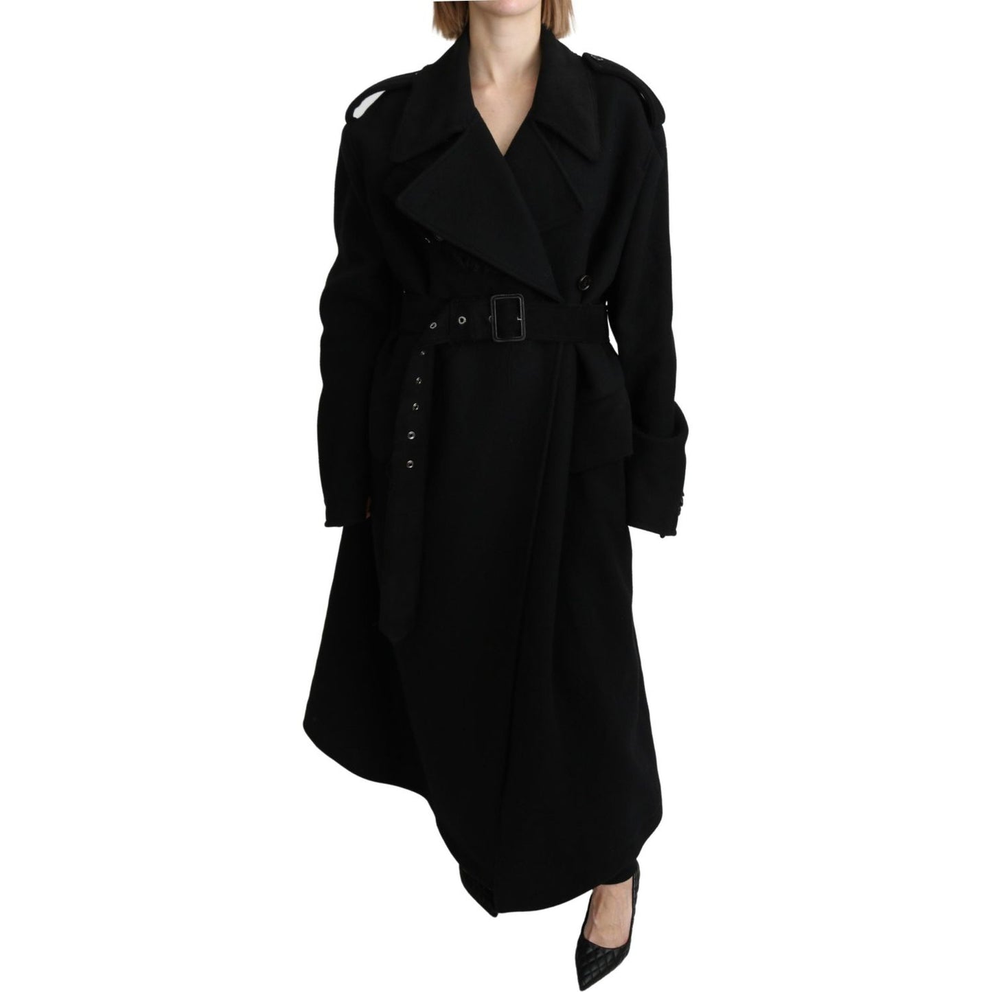 Dolce & Gabbana Virgin Wool Black Blazer Trenchcoat Jacket