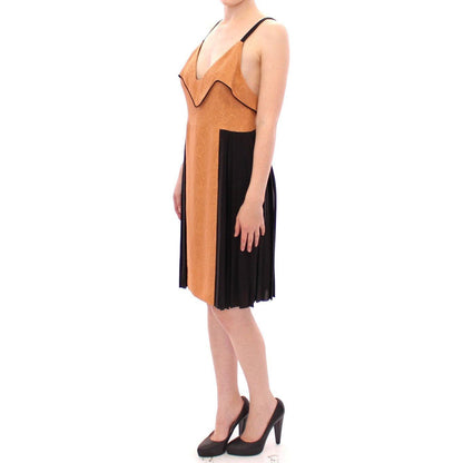 FILOS Black Bronze Silk Sleeveless Above Sheath Dress FILOS