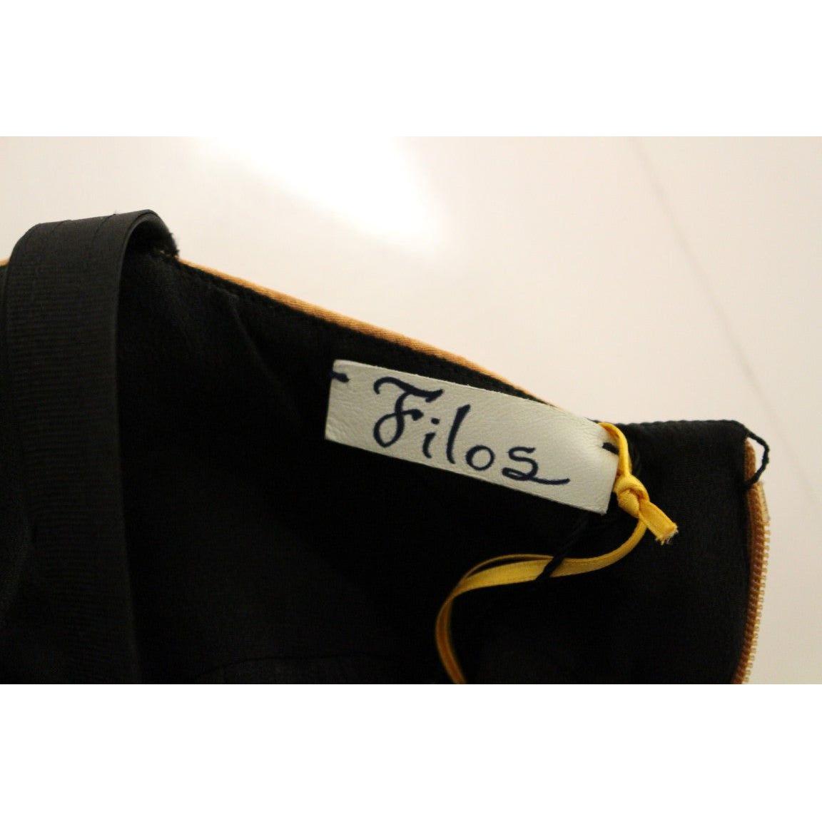 FILOS Black Bronze Silk Sleeveless Above Sheath Dress FILOS