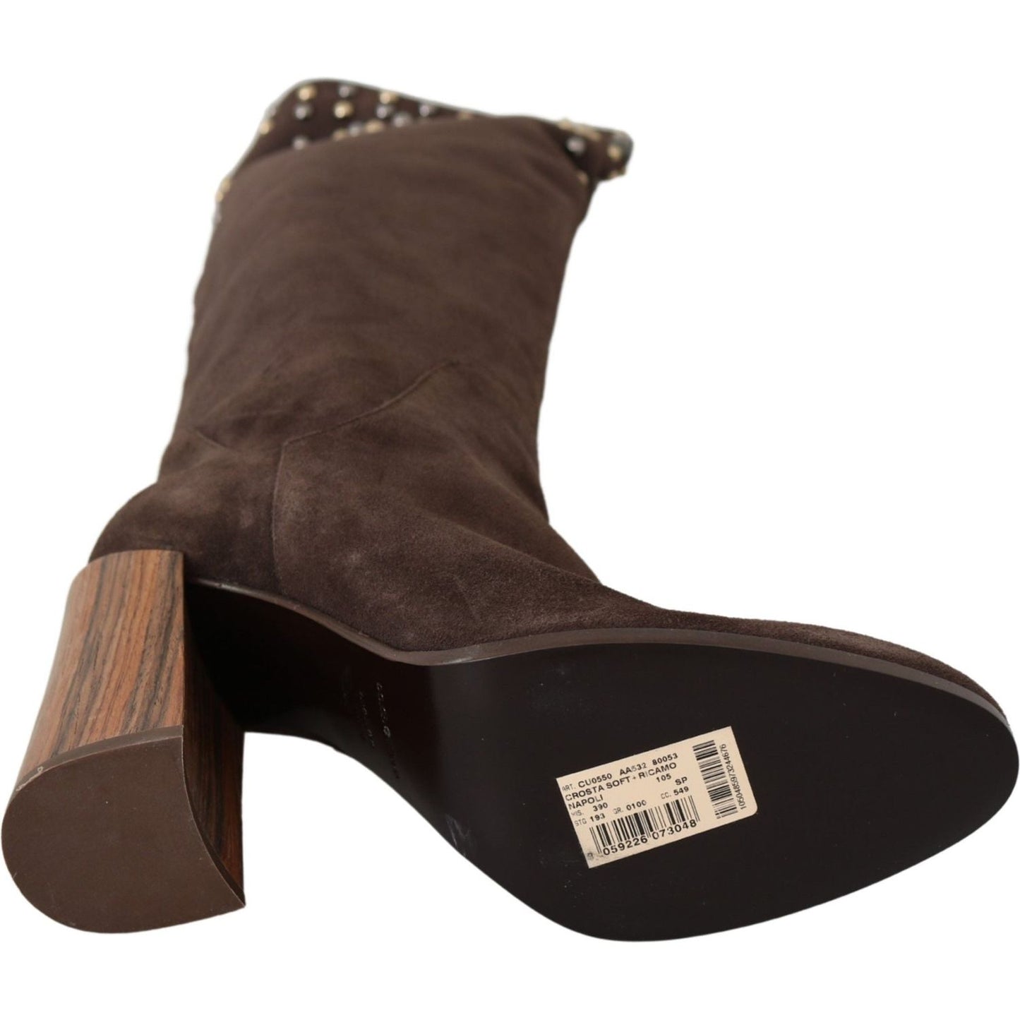 Dolce & Gabbana Brown Suede Studded Knee High Shoes Boots