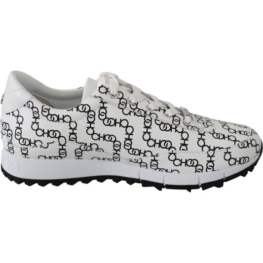 Jimmy Choo White and Black Leather Monza Sneakers Jimmy Choo