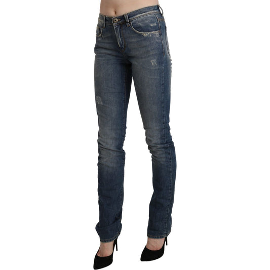 Ermanno Scervino Blue Washed Mid Waist Skinny Denim Jeans PAN71144-26