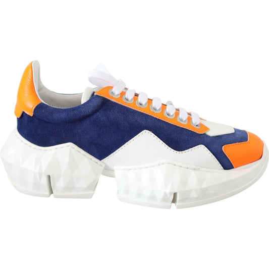 Jimmy Choo Diamond Blue Orange Leather Sneaker Jimmy Choo