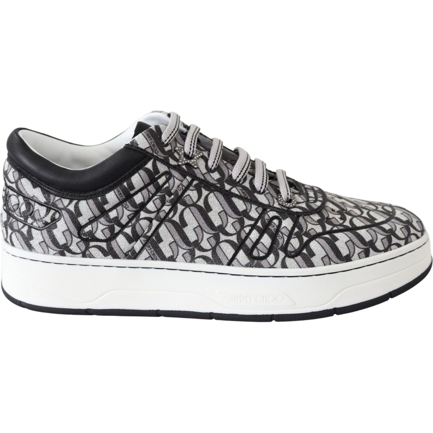 Jimmy Choo Silver Black Glitter Hawaii Sneakers Jimmy Choo