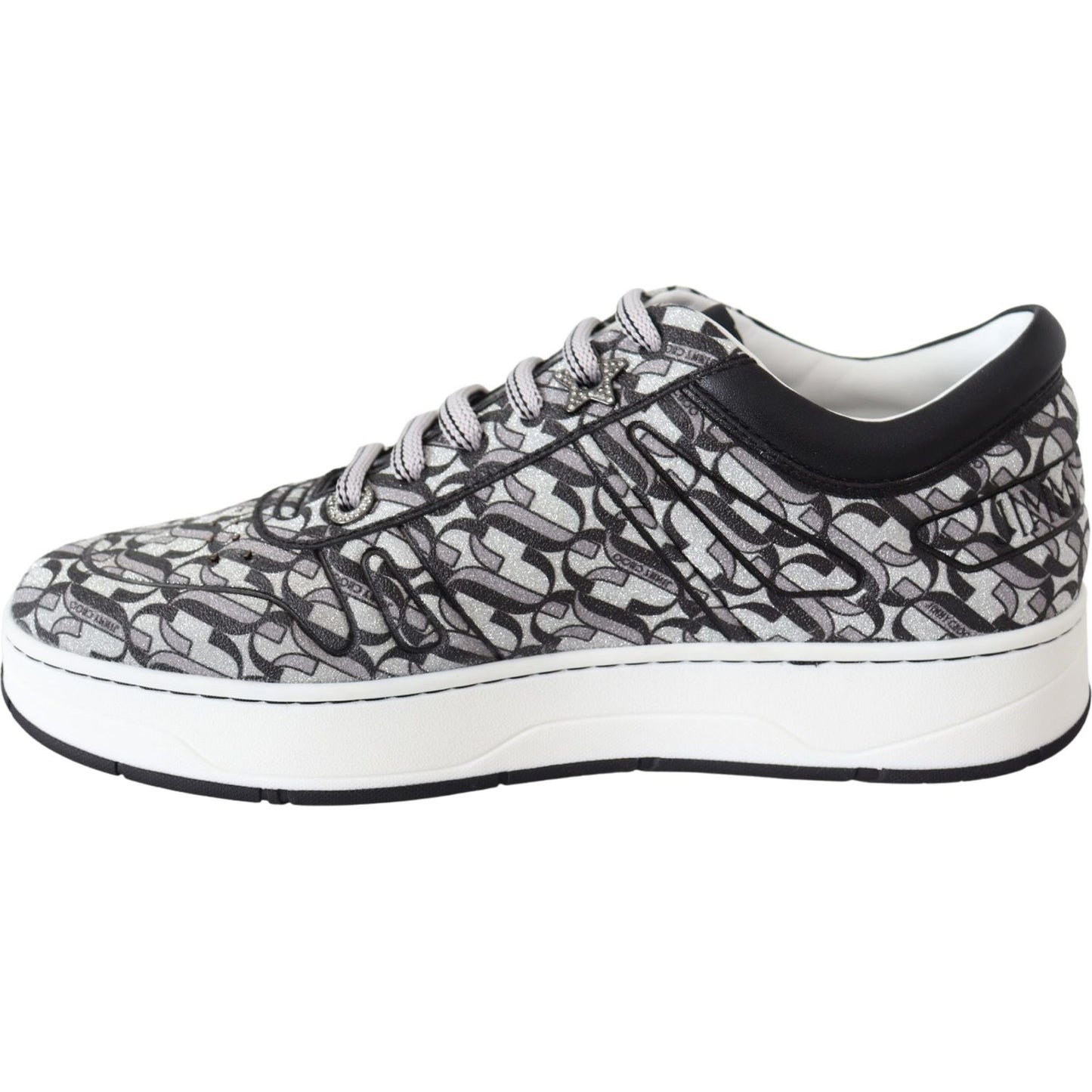 Jimmy Choo Silver Black Glitter Hawaii Sneakers Jimmy Choo