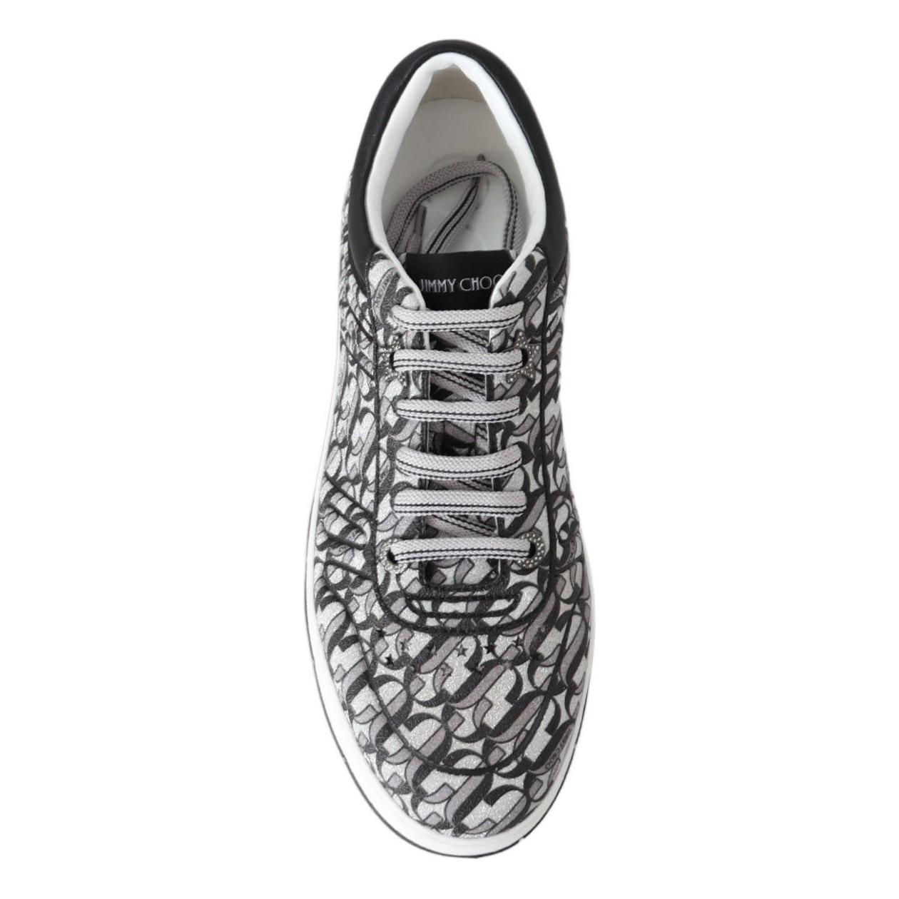 Jimmy Choo Silver Black Glitter Hawaii Sneakers Jimmy Choo