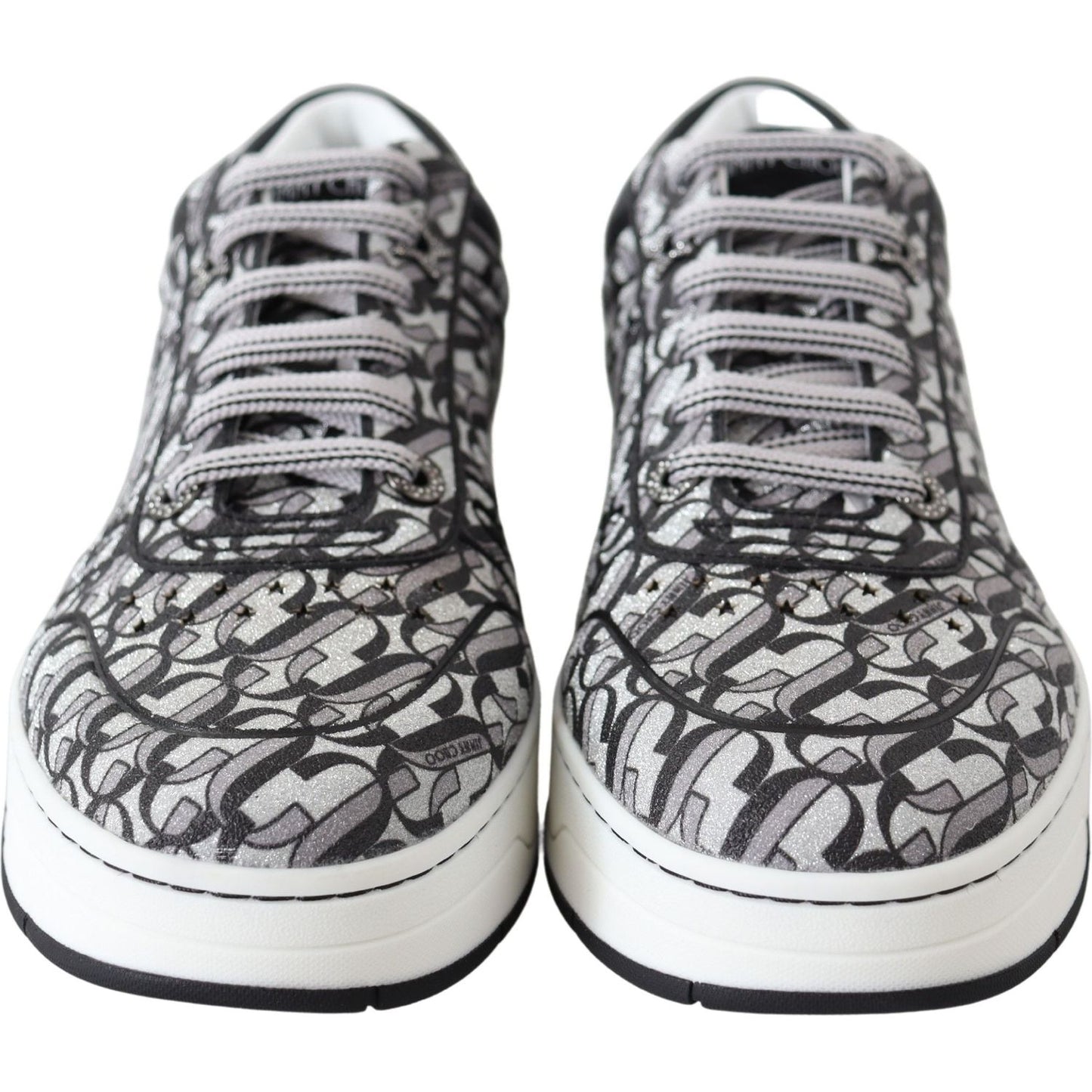 Jimmy Choo Silver Black Glitter Hawaii Sneakers Jimmy Choo