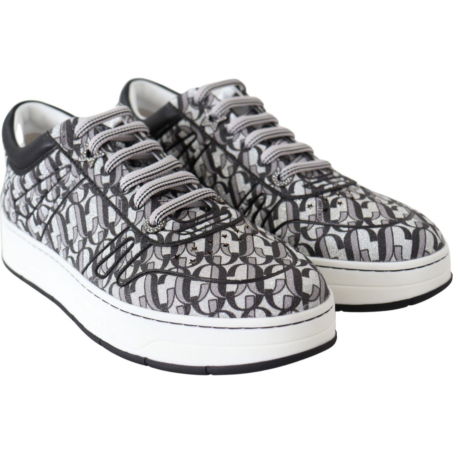 Jimmy Choo Silver Black Glitter Hawaii Sneakers Jimmy Choo