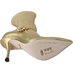 Dolce & Gabbana Gold Rhinestones Ankle Boots Socks Shoes LA8132-38.5