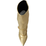 Dolce & Gabbana Gold Rhinestones Ankle Boots Socks Shoes LA8132-38.5