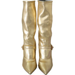 Dolce & Gabbana Gold Rhinestones Ankle Boots Socks Shoes LA8132-38.5