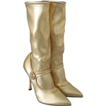 Dolce & Gabbana Gold Rhinestones Ankle Boots Socks Shoes LA8132-38.5