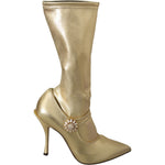 Dolce & Gabbana Gold Rhinestones Ankle Boots Socks Shoes LA8132-38.5