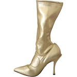 Dolce & Gabbana Gold Rhinestones Ankle Boots Socks Shoes LA8132-38.5