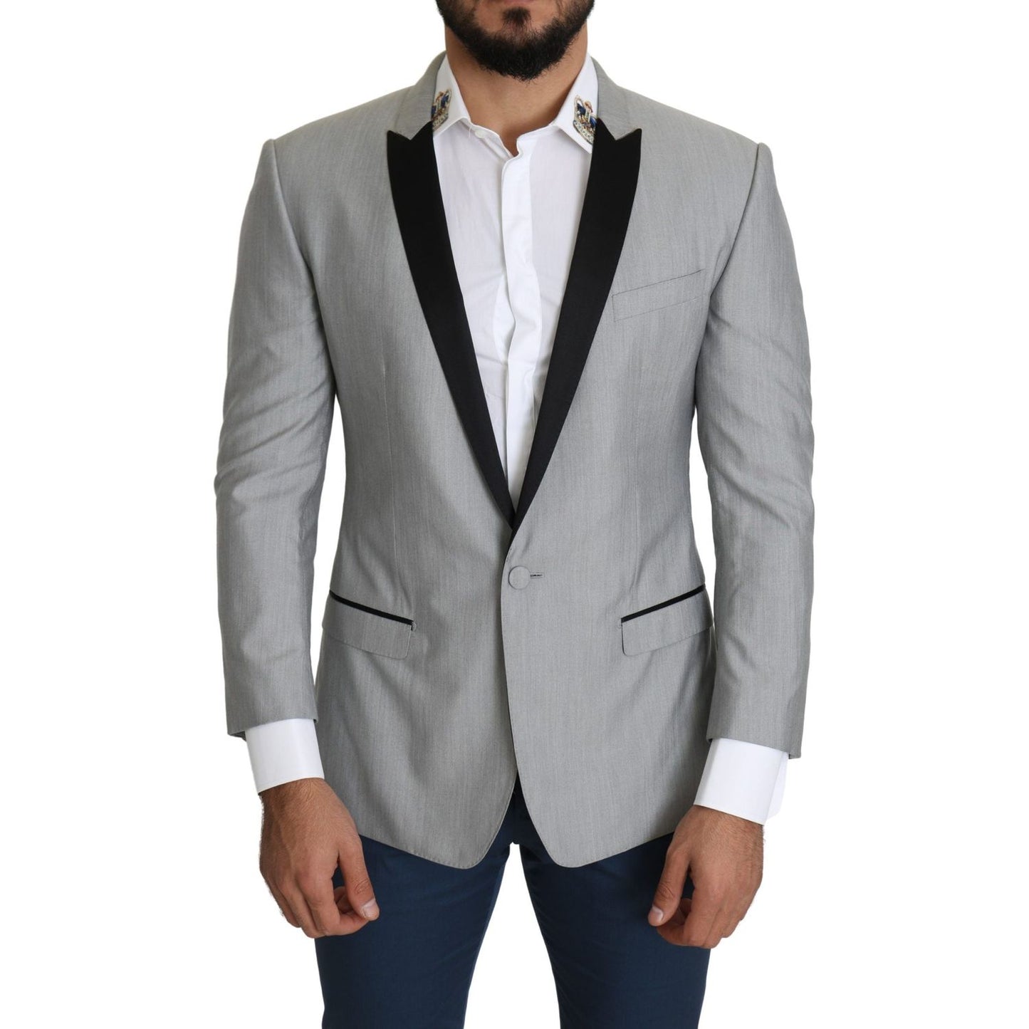Dolce & Gabbana Light Gray Single Breasted SARTORIA Blazer