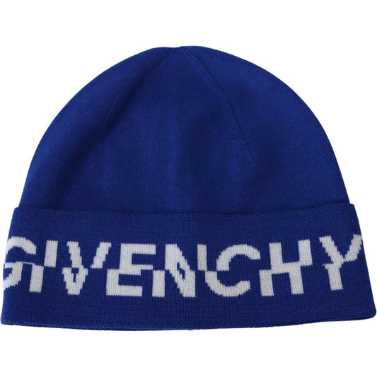 Givenchy Blue Wool Unisex Winter Warm Beanie Hat HAT9133