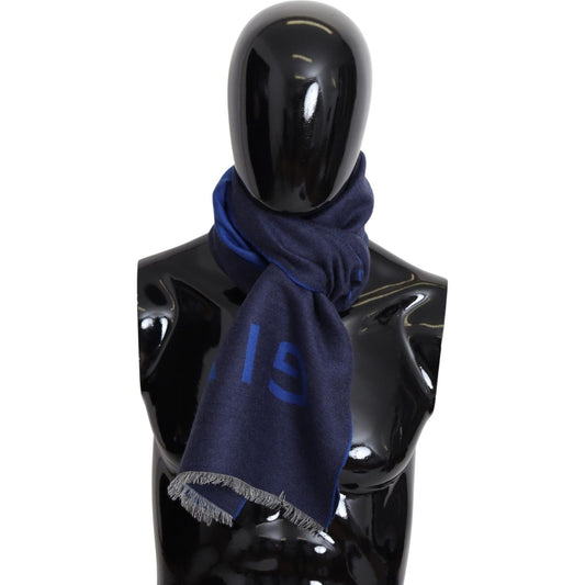 Givenchy Blue Wool Unisex Winter Warm Scarf Wrap Shawl MS1844