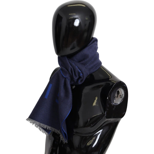 Givenchy Blue Wool Unisex Winter Warm Scarf Wrap Shawl MS1844