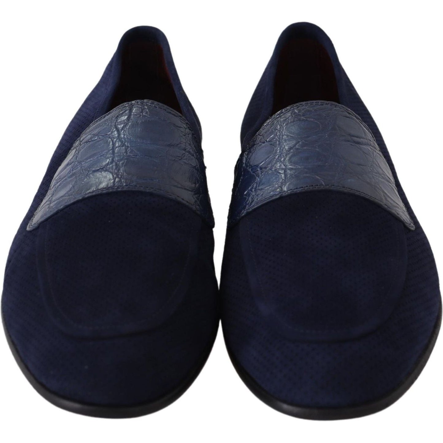 Dolce & Gabbana Blue Suede Caiman Loafers Slippers Shoes MV3705-39.5