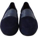 Dolce & Gabbana Blue Suede Caiman Loafers Slippers Shoes MV3705-39.5