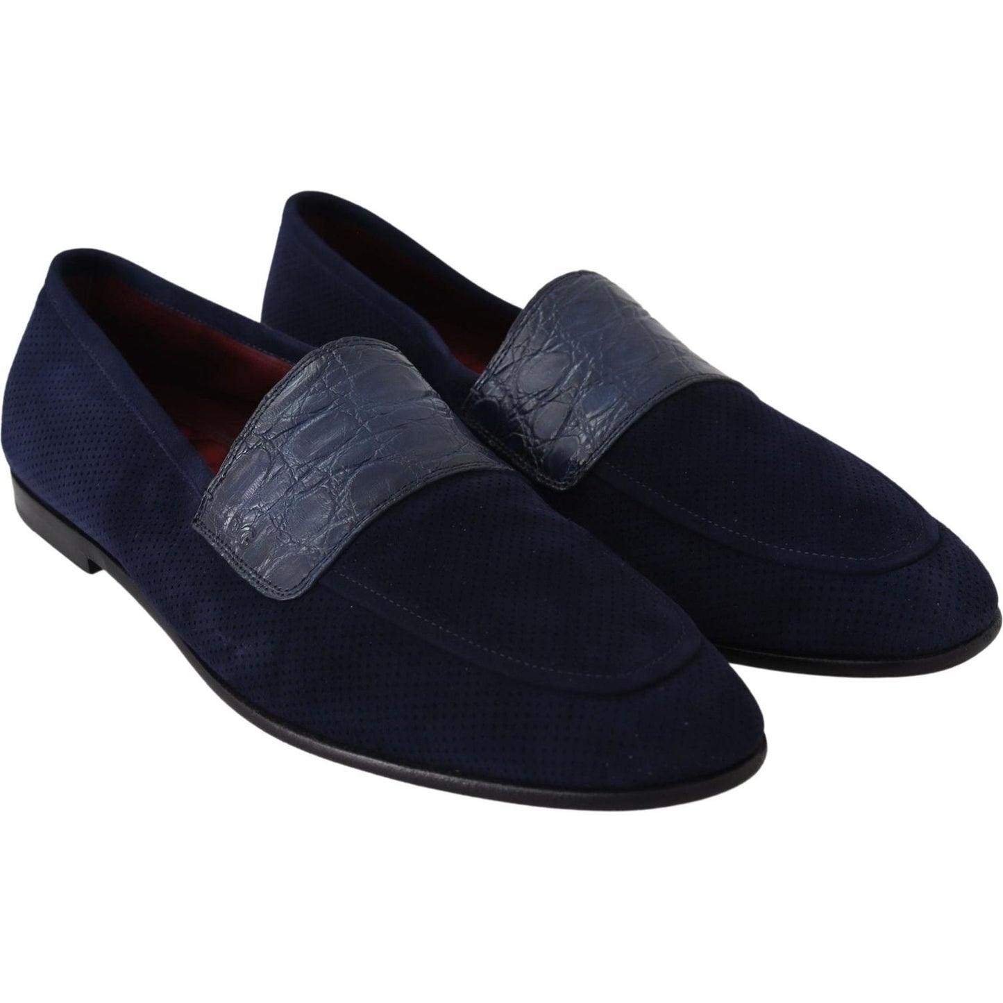 Dolce & Gabbana Blue Suede Caiman Loafers Slippers Shoes MV3705-39.5