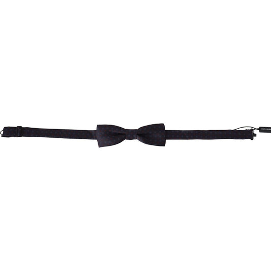 Dolce & Gabbana Gray Pattern Silk Adjustable Neck Papillon Bow Tie FT3019