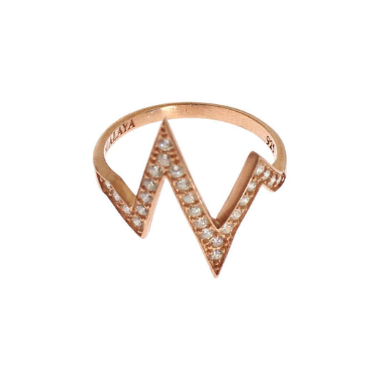 Nialaya Pink Gold 925 Silver Womens Clear Ring Nialaya
