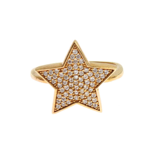 Nialaya Star Gold 925 Silver Womens Clear Ring Nialaya