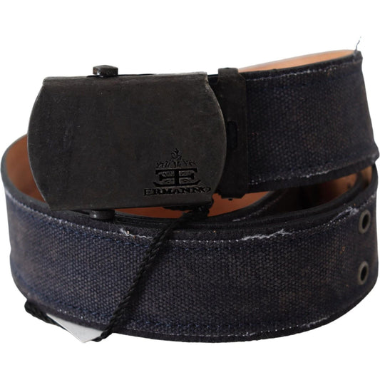 Ermanno Scervino Blue Leather Ratchet Buckle Belt BEL8123-85