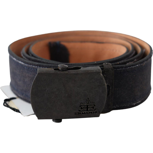 Ermanno Scervino Blue Leather Ratchet Buckle Belt BEL8123-85