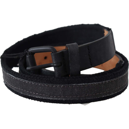 Ermanno Scervino Black Leather Logo Buckle Waist