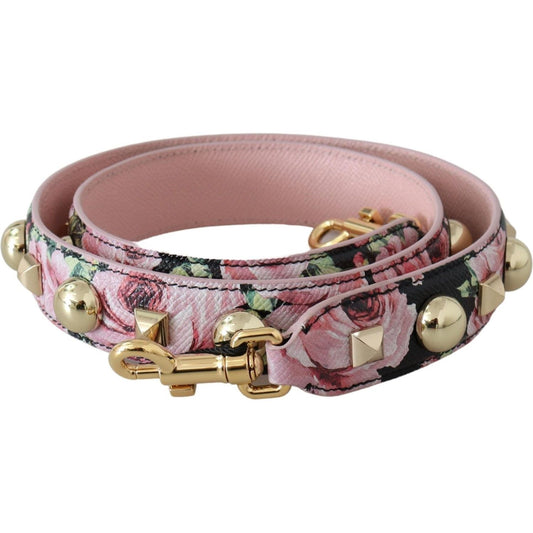 Dolce & Gabbana Pink Floral Gold Studs Bag Accessory Shoulder Strap Dolce & Gabbana