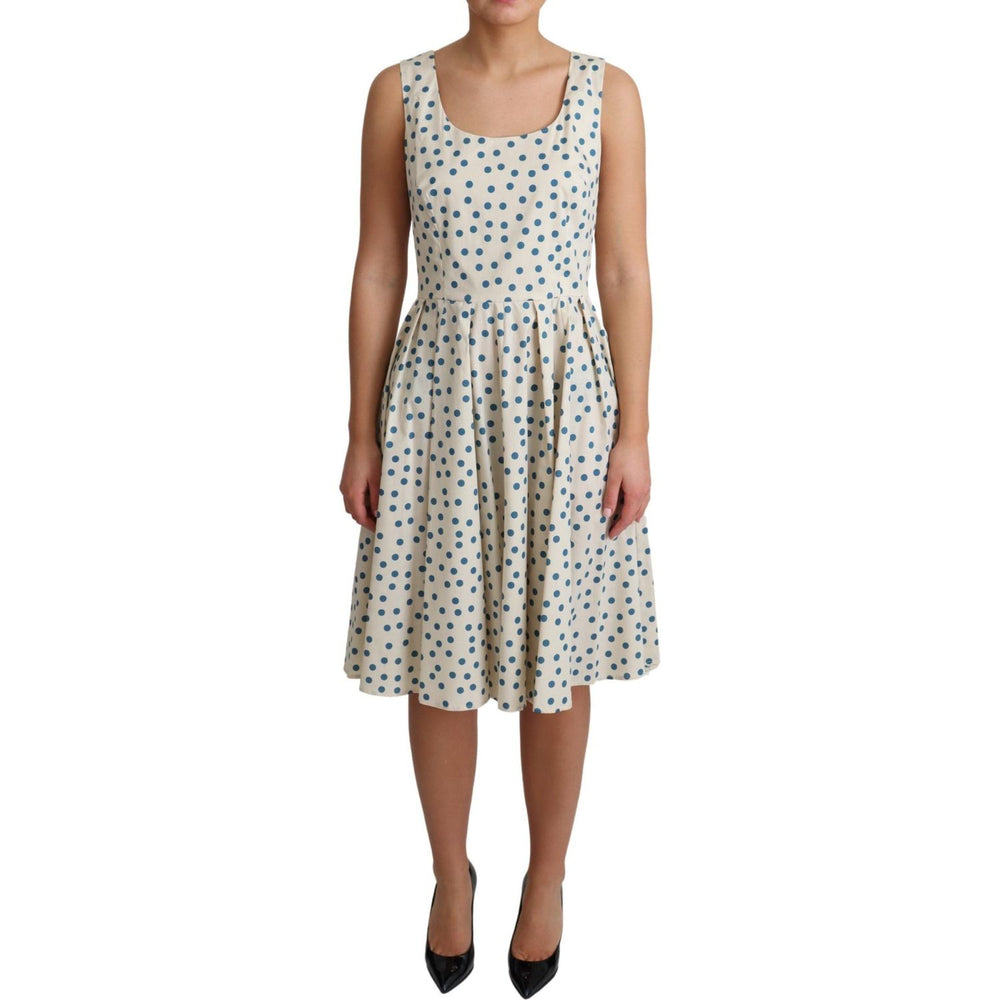 Dolce & Gabbana Elegant Beige Polka Dot A-Line Sleeveless Dress Dresses Dolce & Gabbana Rosy Brown