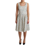 Dolce & Gabbana Elegant Beige Polka Dot A-Line Sleeveless Dress Dresses Dolce & Gabbana Rosy Brown