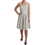 Dolce & Gabbana Elegant Beige Polka Dot A-Line Sleeveless Dress Dresses Dolce & Gabbana Rosy Brown