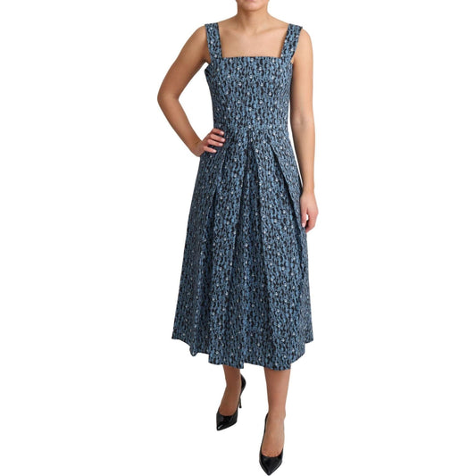Dolce & Gabbana Blue Heart Cotton A-Line Stretch Dress DR2748-40
